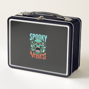 Spooky Vibes Halloween Ghost Skull Design_1 Metal Lunch Box