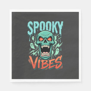 Spooky Vibes Halloween Ghost Skull Design_1 Napkin