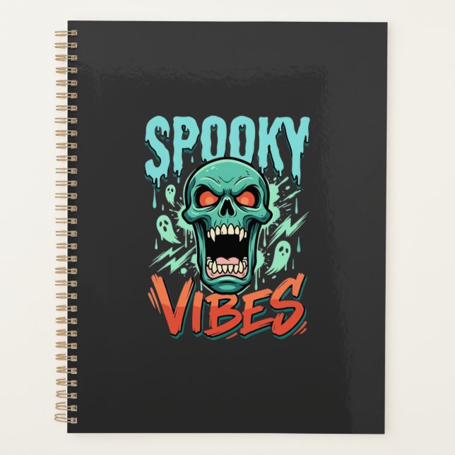 Spooky Vibes Halloween Ghost Skull Design_1 Planner (Front)