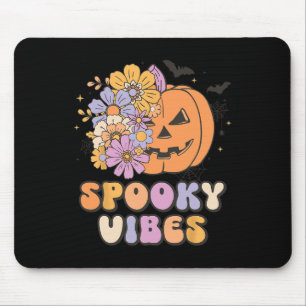 Spooky Vibes Halloween Pumpkin Costume Retro Groov Mouse Pad