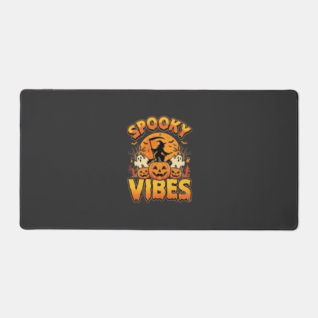 Spooky Vibes Halloween Pumpkin Witch Design_1 Desk Mat (Front)