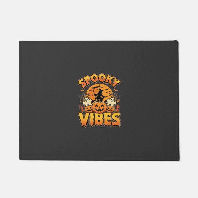 Spooky Vibes Halloween Pumpkin Witch Design_1 Doormat (Front)
