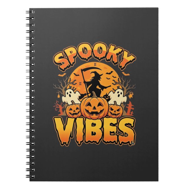 Spooky Vibes Halloween Pumpkin Witch Design_1 Notebook (Front)