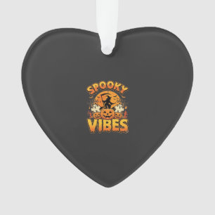 Spooky Vibes Halloween Pumpkin Witch Design_1 Ornament