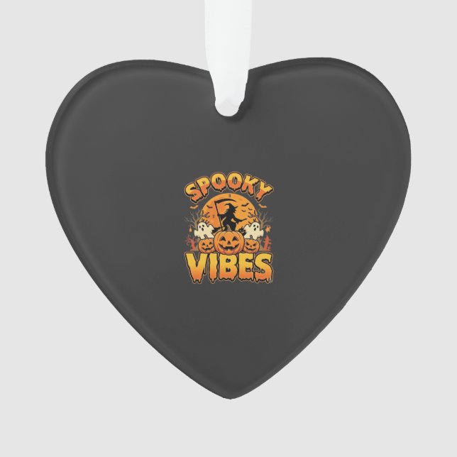 Spooky Vibes Halloween Pumpkin Witch Design_1 Ornament (Front)