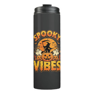 Spooky Vibes Halloween Pumpkin Witch Design_1 Thermal Tumbler