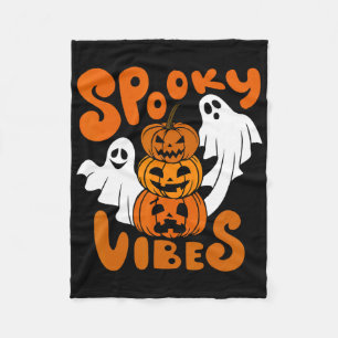 Spooky Vibes Happy Halloween Pumpkin Boo Costumes Fleece Blanket