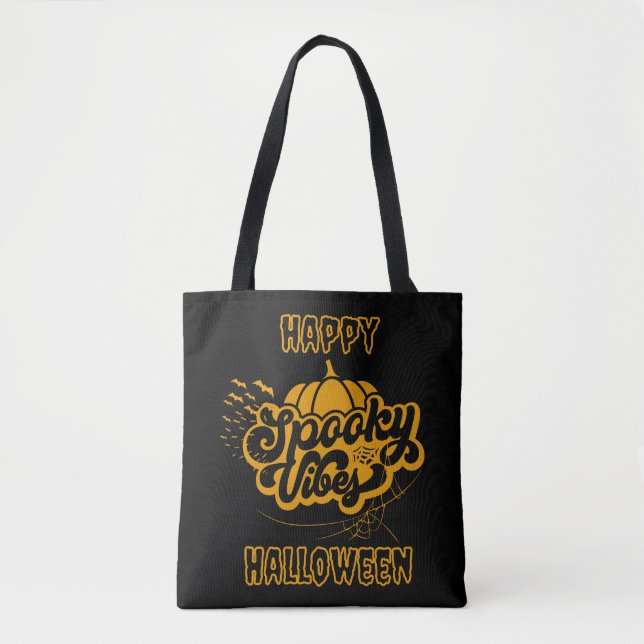 Spooky Vibes Happy Hallowen Tote Bag (Front)