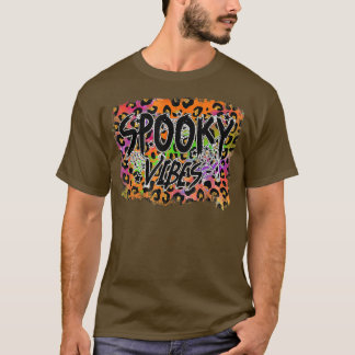 Spooky Vibes Leopard HalloweenSpooky Tie Dye Autum T-Shirt
