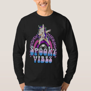 Spooky Vibes Leopard Rainbow Dabbing Unicorn Hall T-Shirt