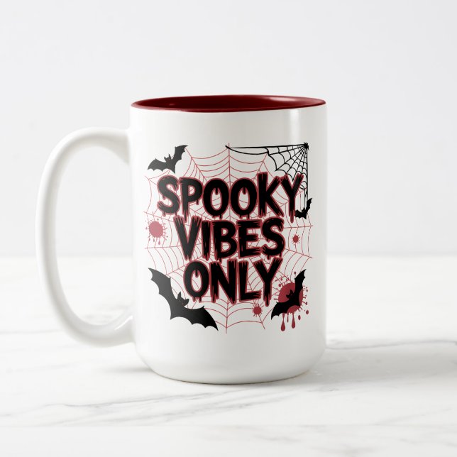 Spooky Vibes Only Aesthetic Design-67503 Two-Tone Coffee Mug (Left)