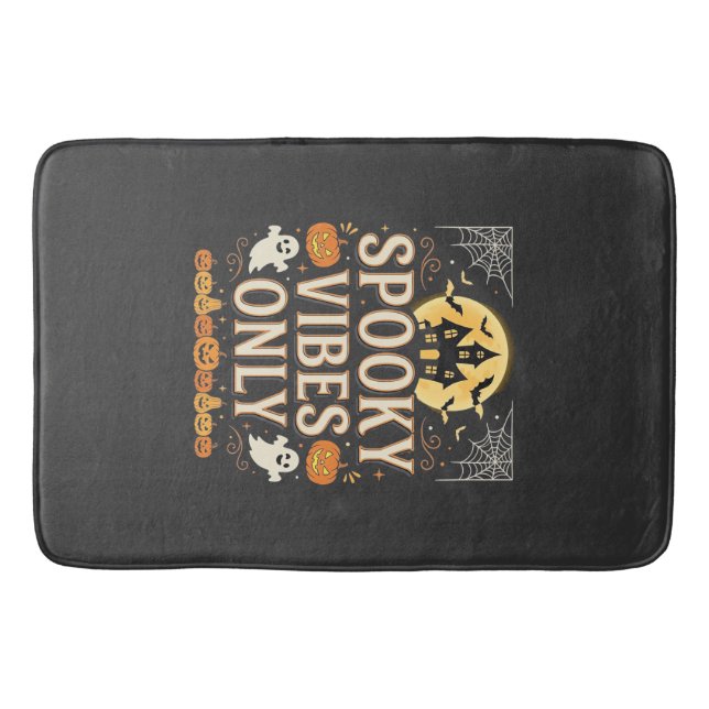 Spooky Vibes Only Halloween Ghost Castle Design_1 Bath Mat (Front)