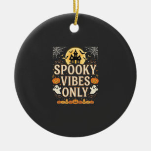 Spooky Vibes Only Halloween Ghost Castle Design_1 Ceramic Tree Decoration