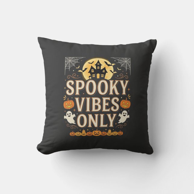 Spooky Vibes Only Halloween Ghost Castle Design_1 Cushion (Front)