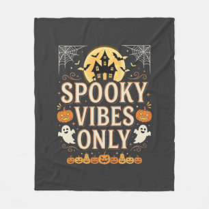 Spooky Vibes Only Halloween Ghost Castle Design_1 Fleece Blanket