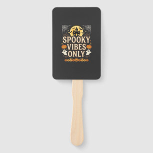 Spooky Vibes Only Halloween Ghost Castle Design_1 Hand Fan