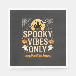 Spooky Vibes Only Halloween Ghost Castle Design_1 Napkin