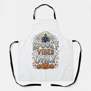 Spooky Vibes Only Halloween Ghost Pumpkin Design_1 Apron