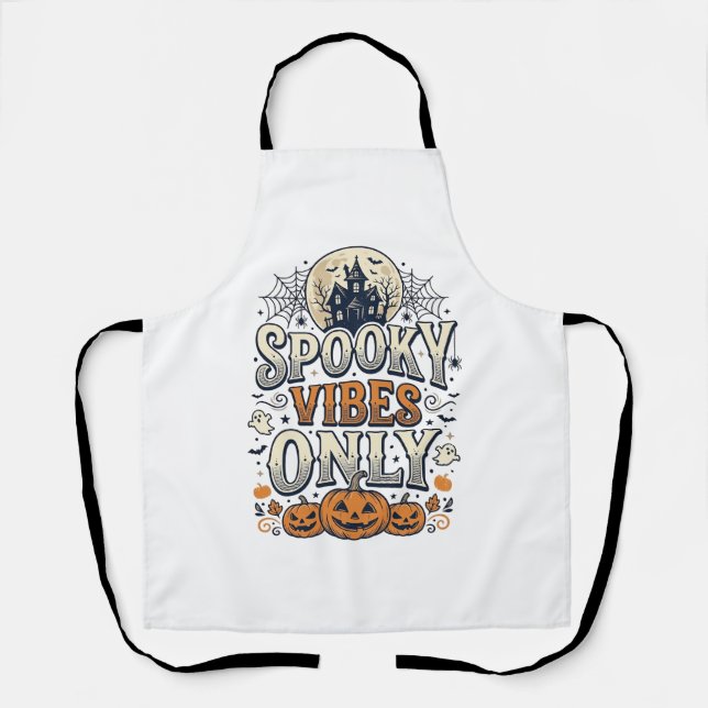 Spooky Vibes Only Halloween Ghost Pumpkin Design_1 Apron (Front)