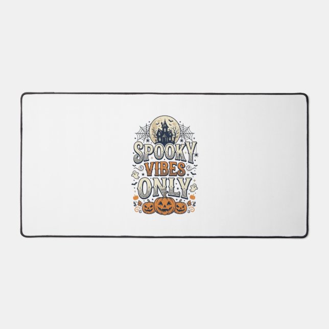 Spooky Vibes Only Halloween Ghost Pumpkin Design_1 Desk Mat (Front)