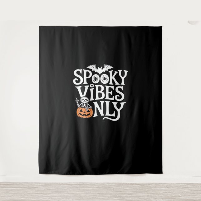 Spooky Vibes Only Halloween Sloth Oversized T-Shir Tapestry (Front)