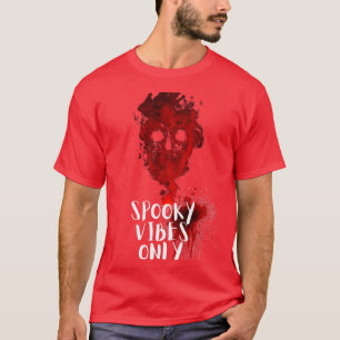 Spooky Vibes Only Red Smoke Skull Halloween Tshirt