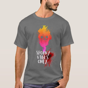 Spooky Vibes Only Red Smoke Skull Halloween Tshirt