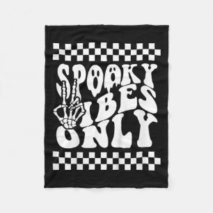 Spooky Vibes Only Toddler Halloween Skeleton Peace Fleece Blanket