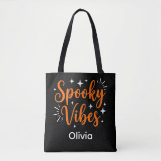 Spooky Vibes Personalised Cute Halloween Trick or Tote Bag