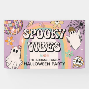 Spooky Vibes Retro Fun Halloween Party Banner