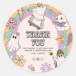 Spooky Vibes Retro Fun Halloween Party  Classic Round Sticker