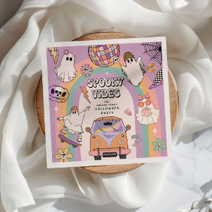 Spooky Vibes Retro Fun Halloween Party Napkin