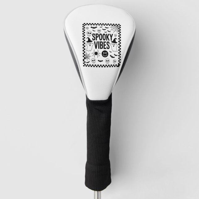 Spooky Vibes Retro Halloween Golf Head Cover (Front)