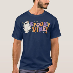 Spooky Vibes Retro Halloween Party Funny Cute Ghos T-Shirt