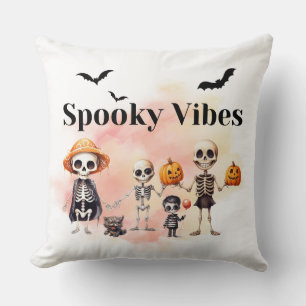 Spooky Vibes Skeleton Family Halloween  Cushion