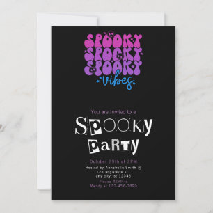 Spooky Vibes Skulls Stars Halloween Party Invitation