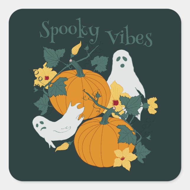 Spooky Vibes Square Sticker (Front)