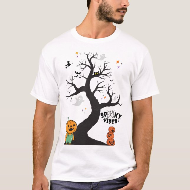 Spooky Vibes Sticker T-Shirt (Front)