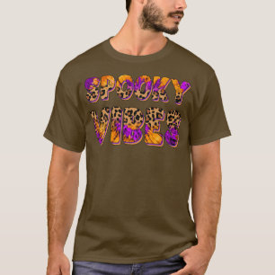Spooky Vibes Tie Dye Leopard Halloween Costume Wom T-Shirt