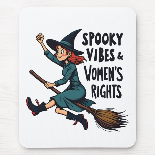 Spooky Vibes Women's Right Halloween Witch  Mouse Pad (Front)