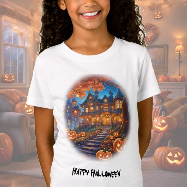 Spooky villa in the forest, pumpkins, Halloween T-Shirt (Creator Uploaded)