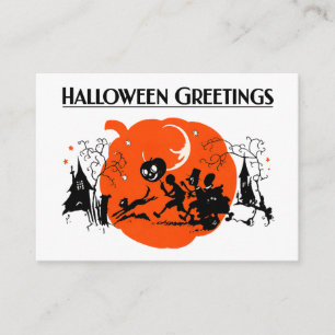 Spooky Vintage Art Deco Black Cat Halloween Parade Enclosure Card
