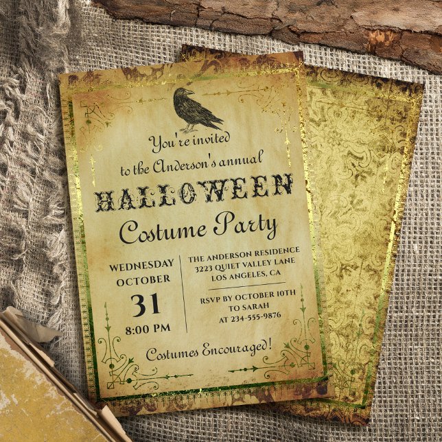 Spooky Vintage Gothic Halloween Costume Party Invitation (Creator Uploaded)