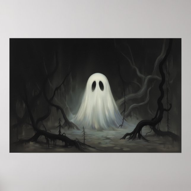 Spooky Vintage Halloween Ghost – Haunted Art Poster (Front)