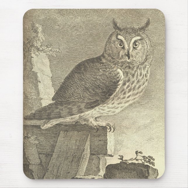 Spooky Vintage Halloween  Long Eared Owl Mousepad (Front)