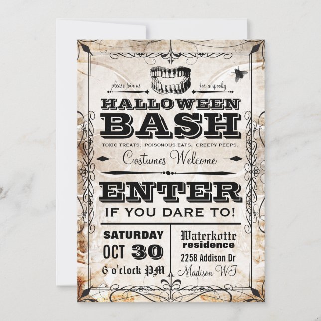Spooky Vintage Halloween Party Invitation (Front)