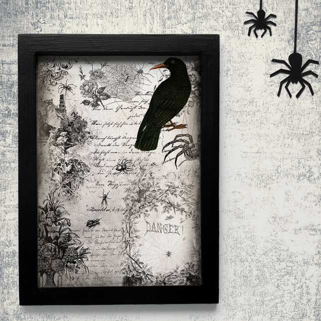 Spooky Vintage Halloween Spider & Raven Ephemera Tissue Paper (Creator Uploaded)