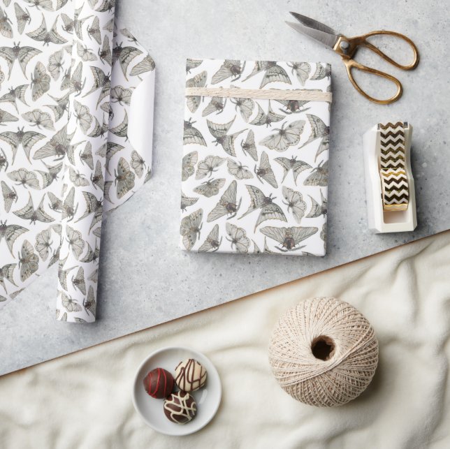 Spooky Vintage Moth Pattern Wrapping Paper (Crafts)