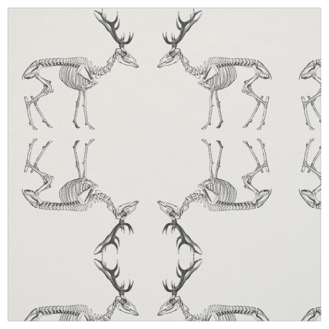 Spooky vintage skeleton reindeer drawing fabric (Swatch)