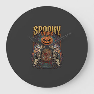 Spooky Vires Halloween Pumpkin Head Holding Eyebal Large Clock
